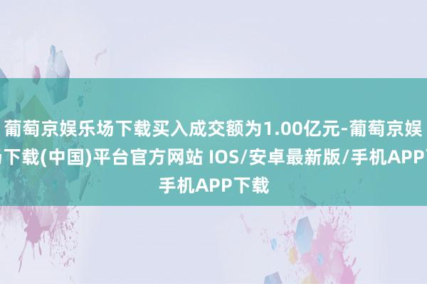 葡萄京娱乐场下载买入成交额为1.00亿元-葡萄京娱乐场下载(中国)平台官方网站 IOS/安卓最新版/手机APP下载
